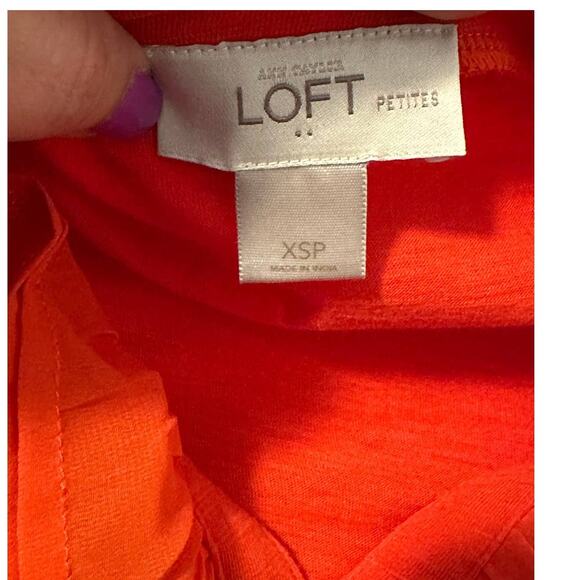 Loft orange long sleeve ruffle blouse size XSP - Picture 3 of 9